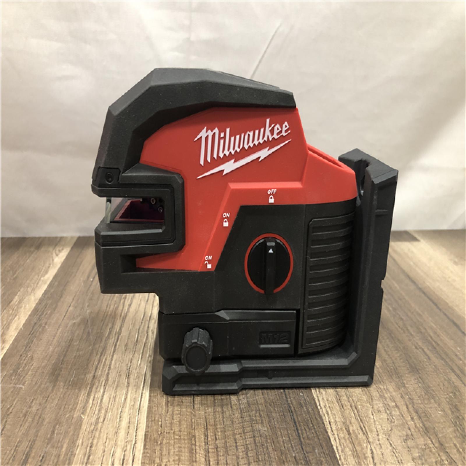 AS-IS Milwaukee 12-Volt Lithium-Ion Cordless Green Cross Line and 4-Points Laser Level Kit