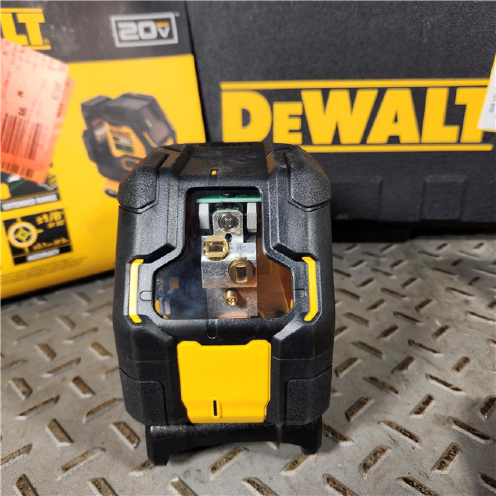 Houston location- AS-IS DEWALT 20V MAX Lithium-Ion Cross Line Laser Level Kit with 2.0Ah Battery, Charger and Case