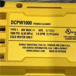 AS-IS DEWALT FLEXVOLT 60V MAX 1000 PSI 1.0 GPM Cold Water Cordless Power Cleaner (Tool Only)
