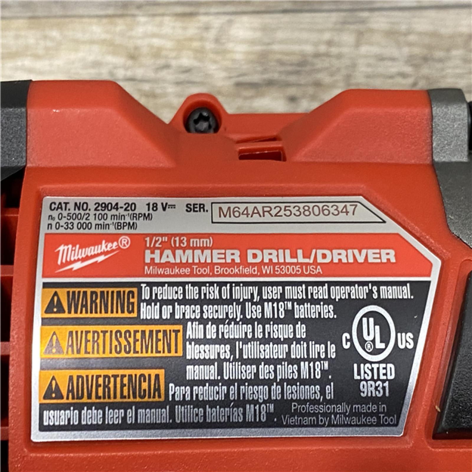 AS-IS Milwaukee FUEL 18V Lithium-Ion Brushless Cordless 1/2 in. Hammer Drill Driver Kit