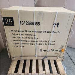 Phoenix LIKE NEW Husky 46 in. W x 18.1 in. D 9-Drawer Army Green Mobile Workbench Cabinet with Solid Wood Top