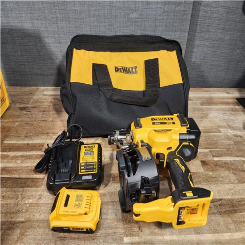 Houston Location AS-IS DEWALT 20V MAX Lithium-Ion 15-Degree Electric Cordless Roofing Nailer Kit