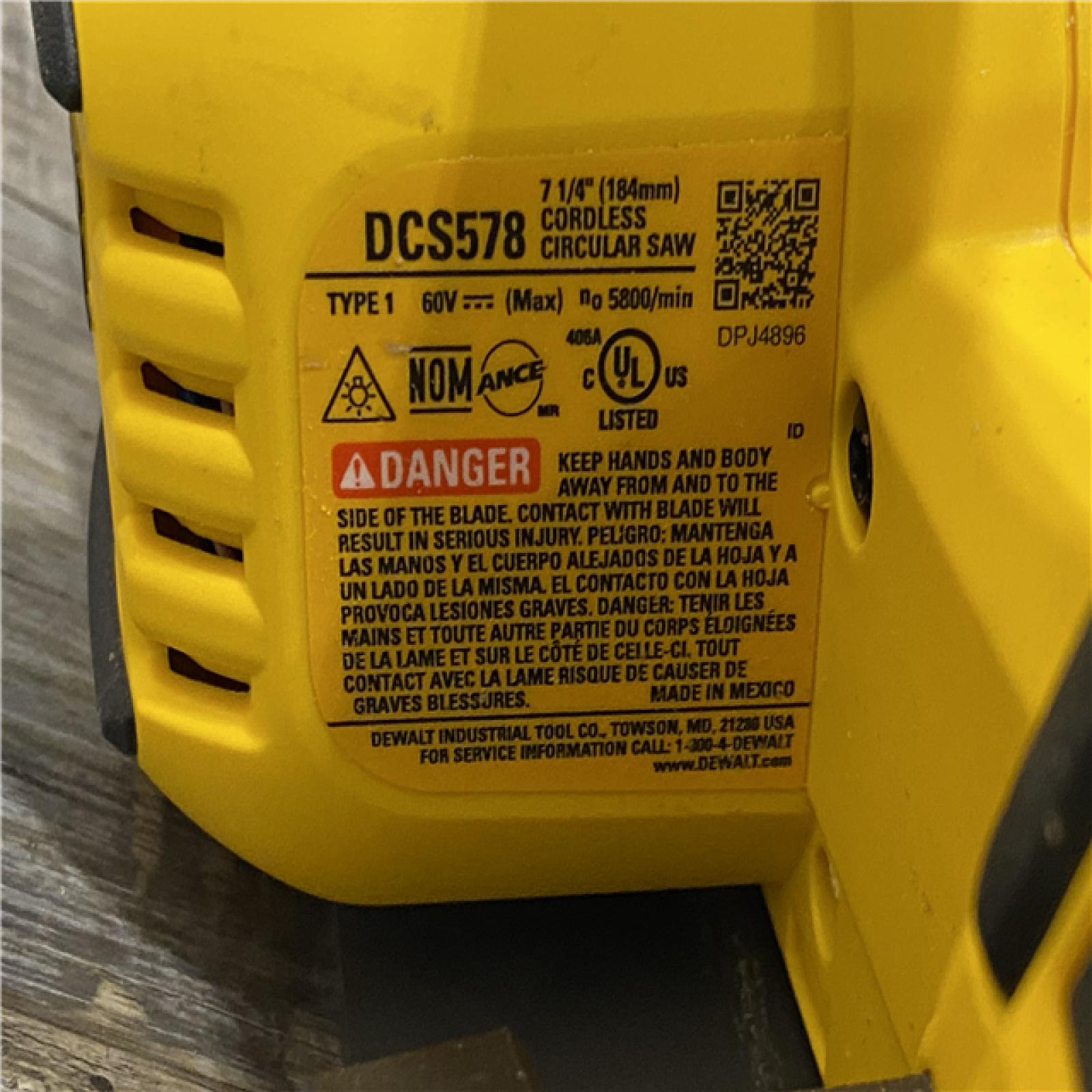 AS-IS DEWALT FLEXVOLT 60V MAX Cordless Brushless 7-1/4 in. Circular Saw with Brake (Tool Only)