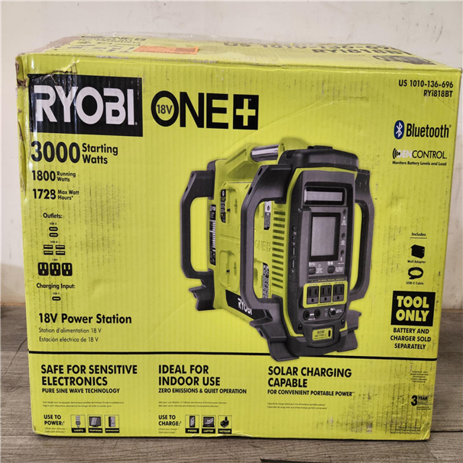 Phoenix NEW RYOBI 18V ONE+ 1800-Watt Portable Battery Inverter Power Station/8-Port Charger (Tool Only)