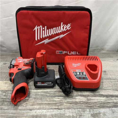 AS-IS Milwaukee FUEL 12V Li-Ion Brushless Cordless Stubby 3/8 in. Impact Wrench Kit
