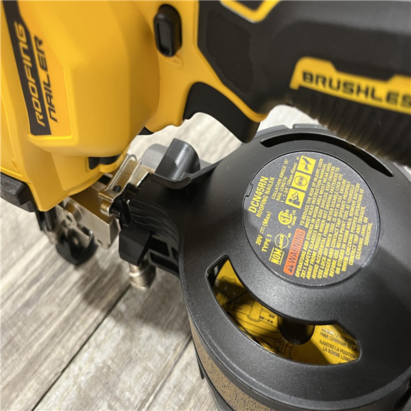 AS-IS DEWALT 20V MAX Lithium-Ion 15-Degree Electric Cordless Roofing Nailer Kit