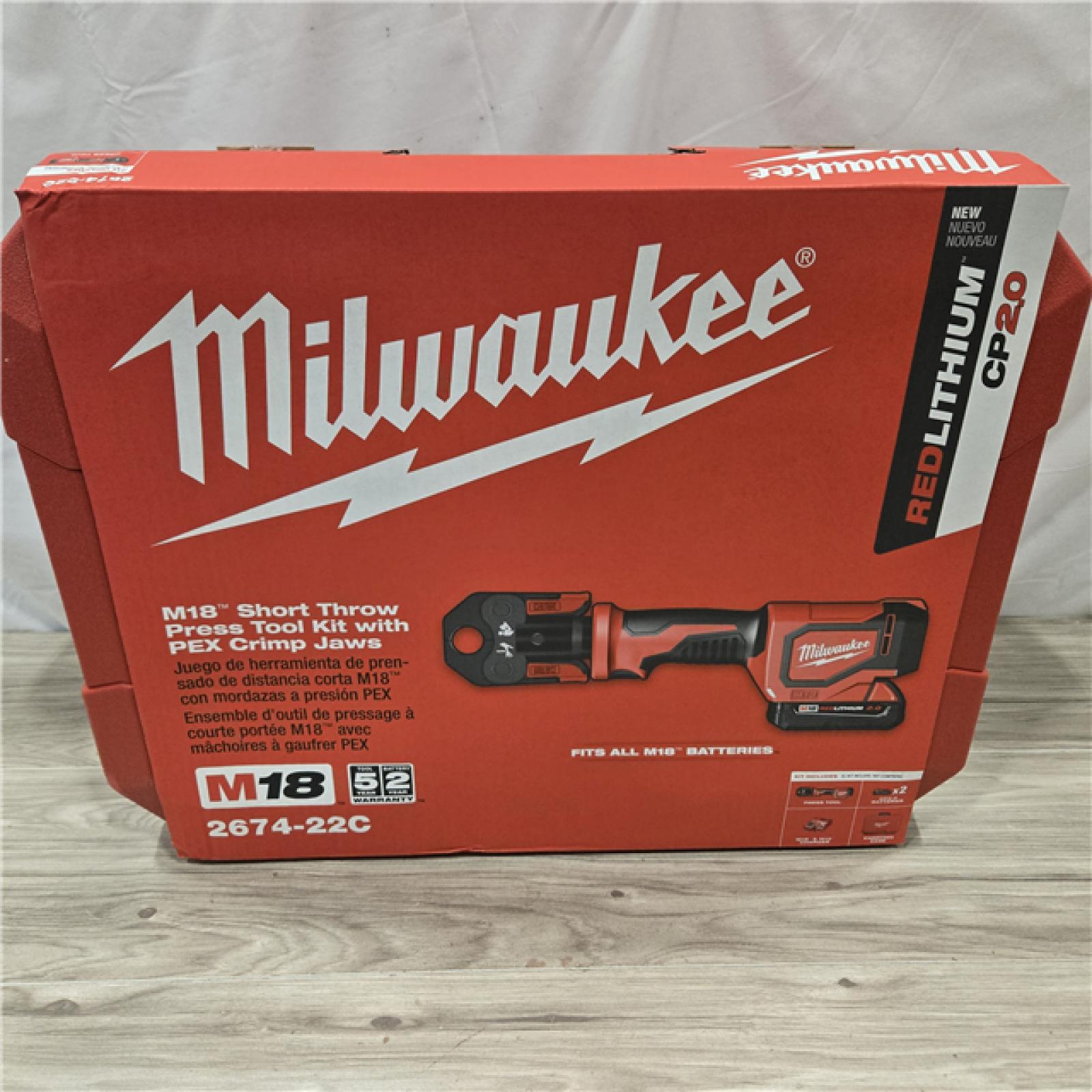 NEW! - Milwaukee M18 18V Lithium-Ion Cordless Short Throw Press Tool Kit