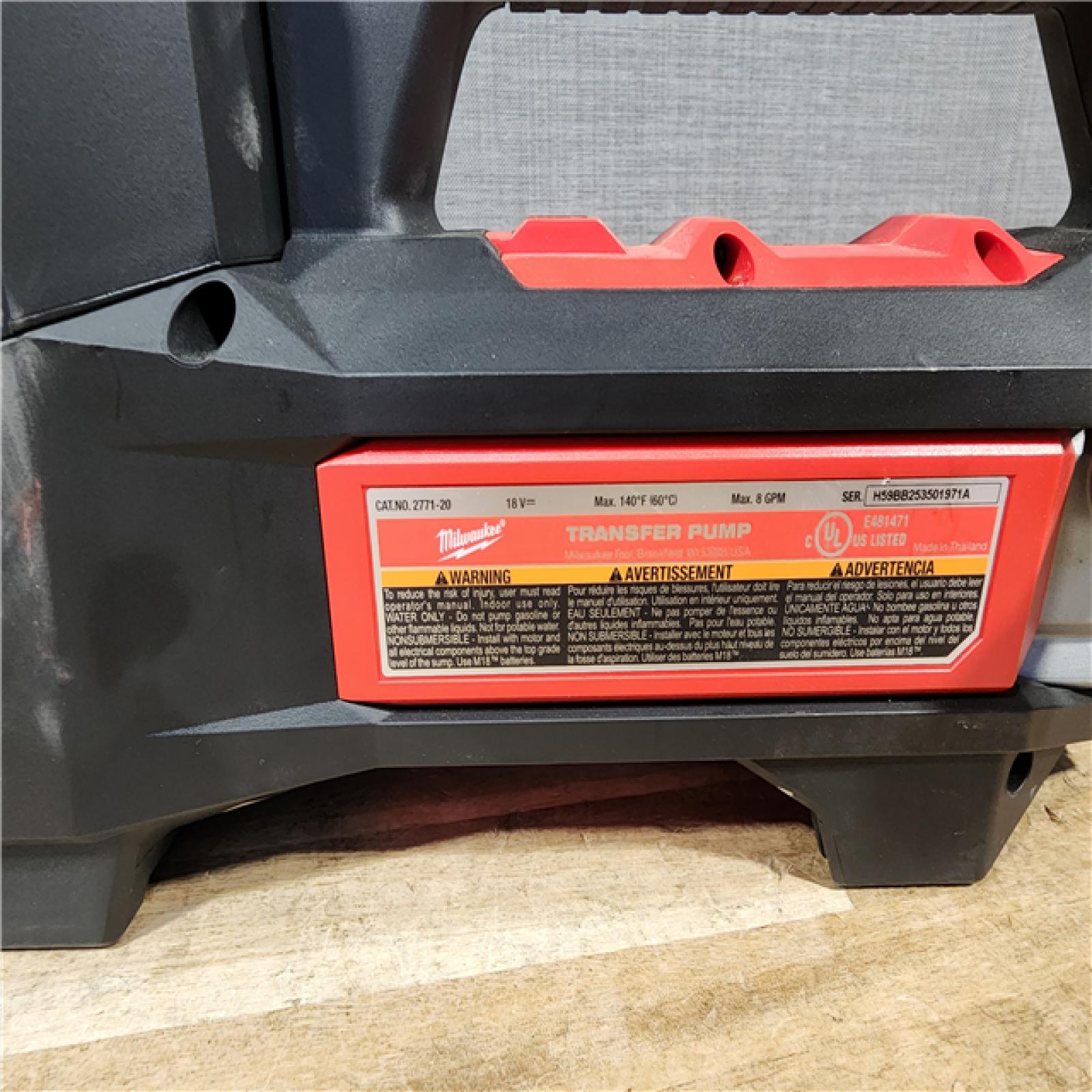 HOUSTON LOCATION - AS - IS Milwaukee 18-Volt 1/4 HP Lithium-Ion Cordless Transfer Pump (Tool Only)