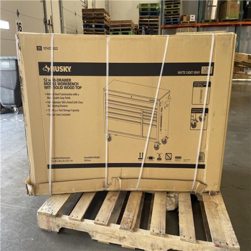 DALLAS LOCATION- AS-IS Husky Standard-Duty 52 in. W 10-Drawer Matte Cadet Gray Mobile Workbench Cabinet