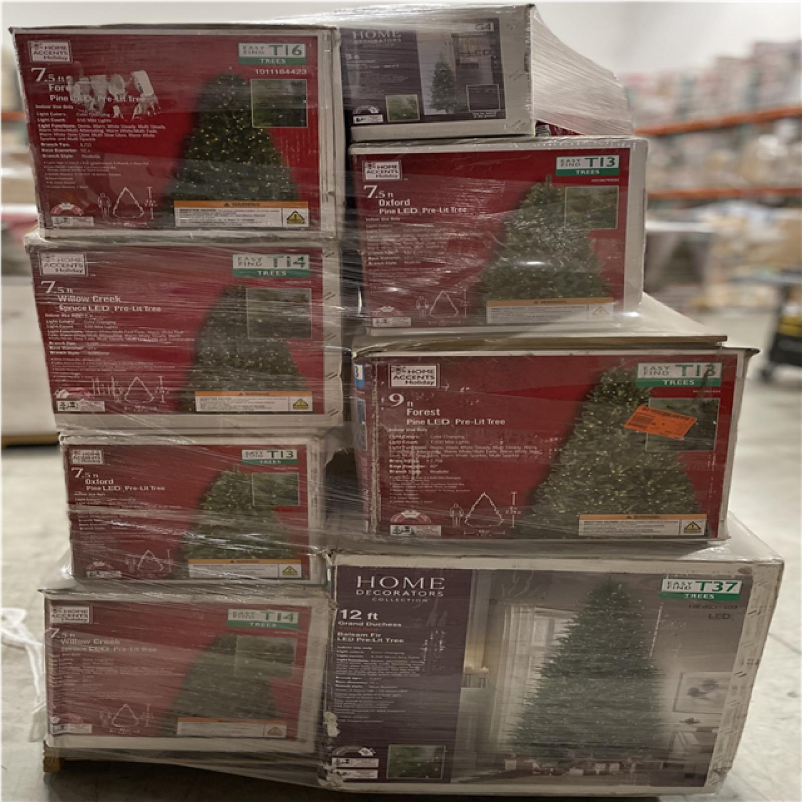DALLAS LOCATION- AS-IS ASSORTED CHRISTMAS TREES PALLET