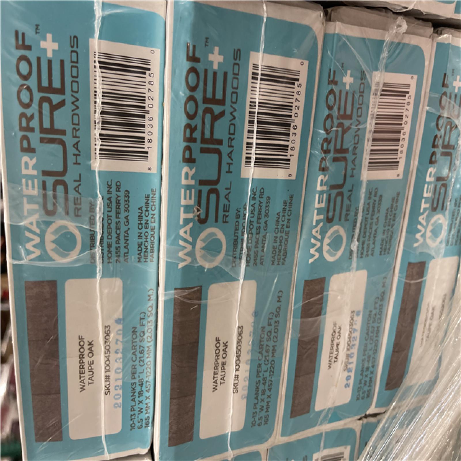 DALLAS LOCATION- NEW!- Sure+ Taupe Oak White Oak 1/4 in. T x 6.5 in. W Click Lock Wire Brushed Engineered Hardwood Flooring PALLET (32 UNITS)