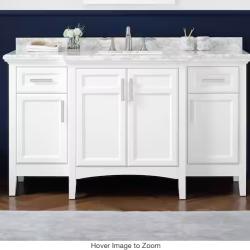 DALLAS LOCATION - Home Decorators Collection Sassy 60 in. Single Sink White Bath Vanity with Carrara Marble Top (Assembled)