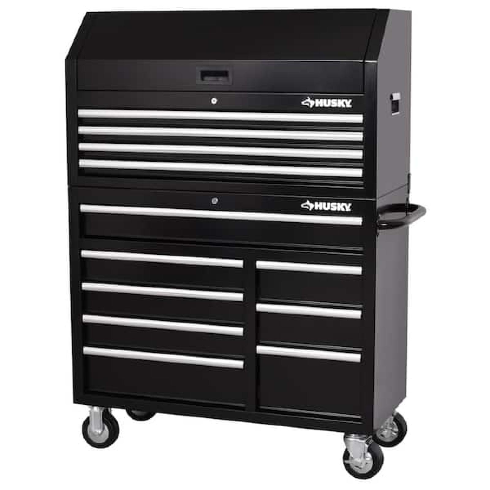 Phoenix Husky Standard Duty 42 in. W x 18 in. D 12-Drawer Gloss Black Rolling Tool Chest Combo