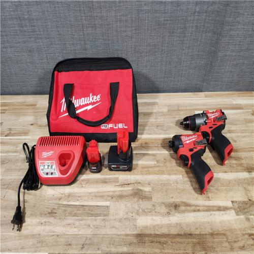 HOUSTON LOCATION - AS-IS Milwaukee  FUEL 12-Volt Lithium-Ion Brushless Cordless Hammer Drill and Impact Driver Combo Kit