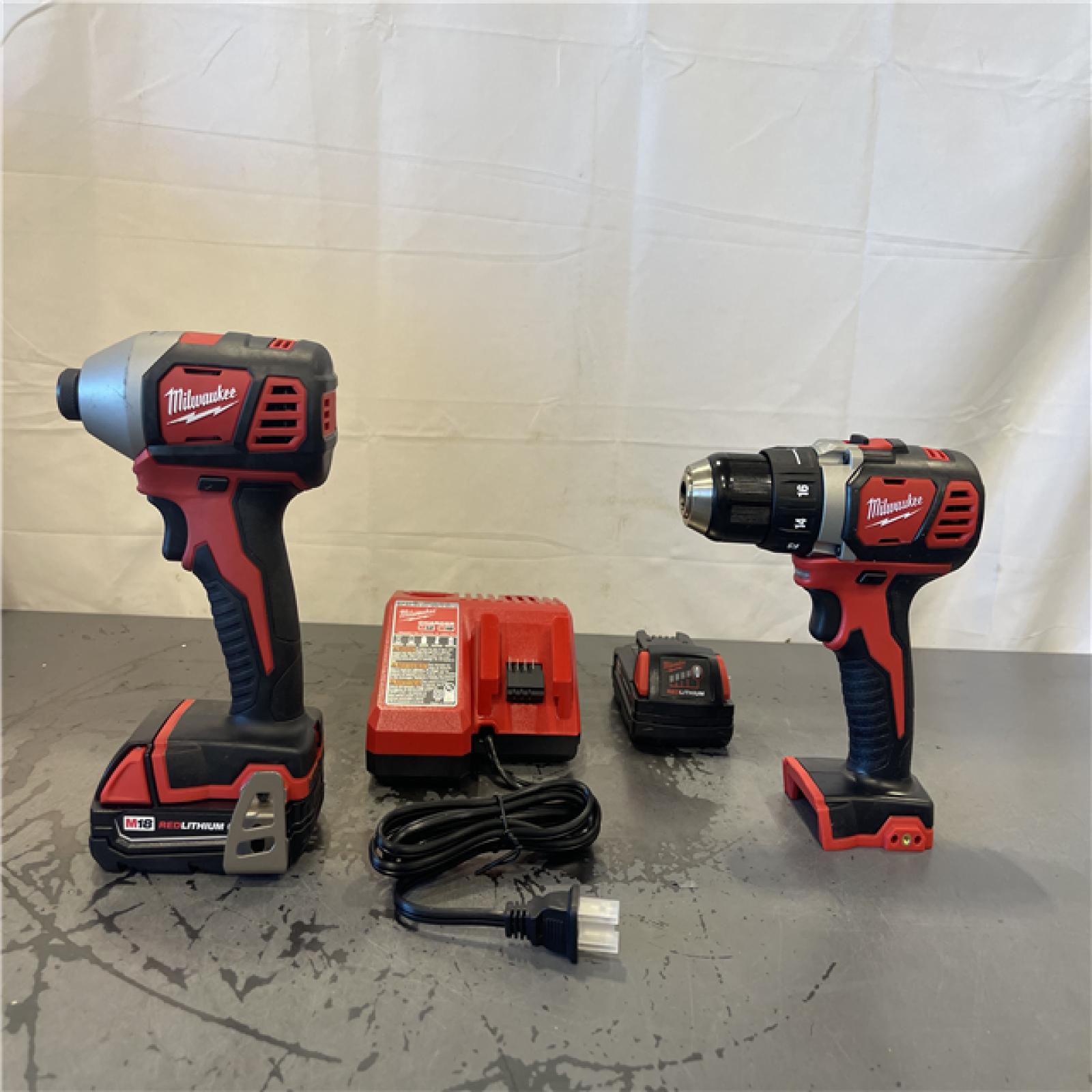 AS-IS- Milwaukee 18V Cordless Brushed 2-Tool Drill/Driver and Impact Driver Kit