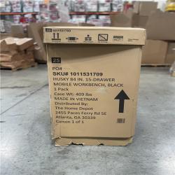 DALLAS LOCATION- AS-IS HUSKY 84IN 15-DRAWER MOBILE WORKBENCH BLACK
