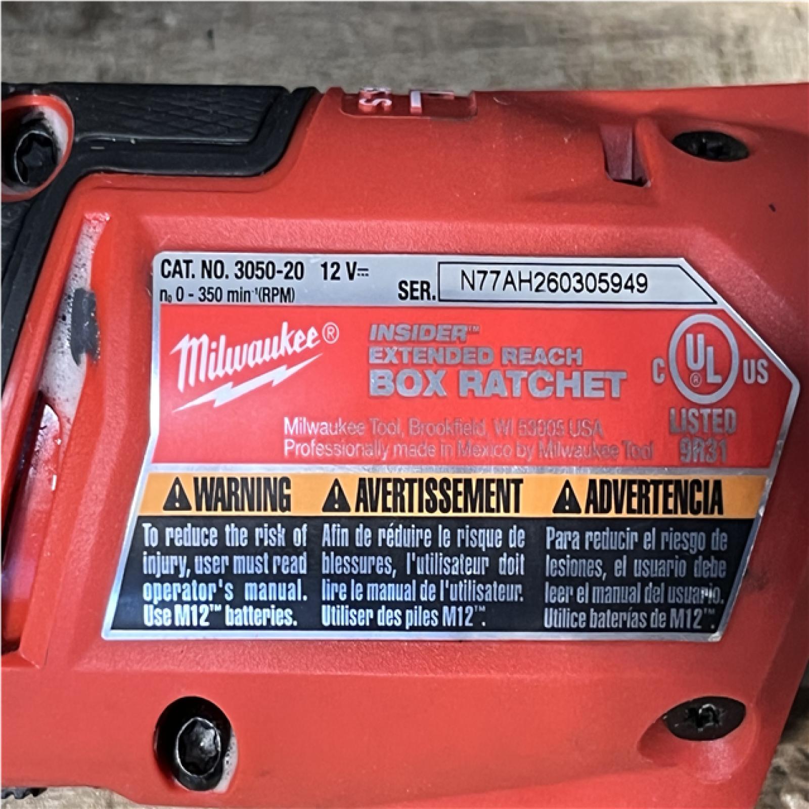Houston Location AS-IS Milwaukee FUEL 12V Lithium-Ion Brushless Cordless 1/4 in - 3/8 in Extended Ratchet (Tool-Only)