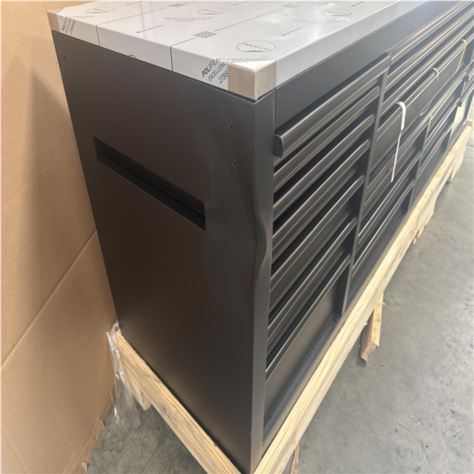 CALIFORNIA AS IS HUSKY 24 DRAWER WORKBENCH RIGHT SIDE DAMAGE TOP 5 DOORS STUCK