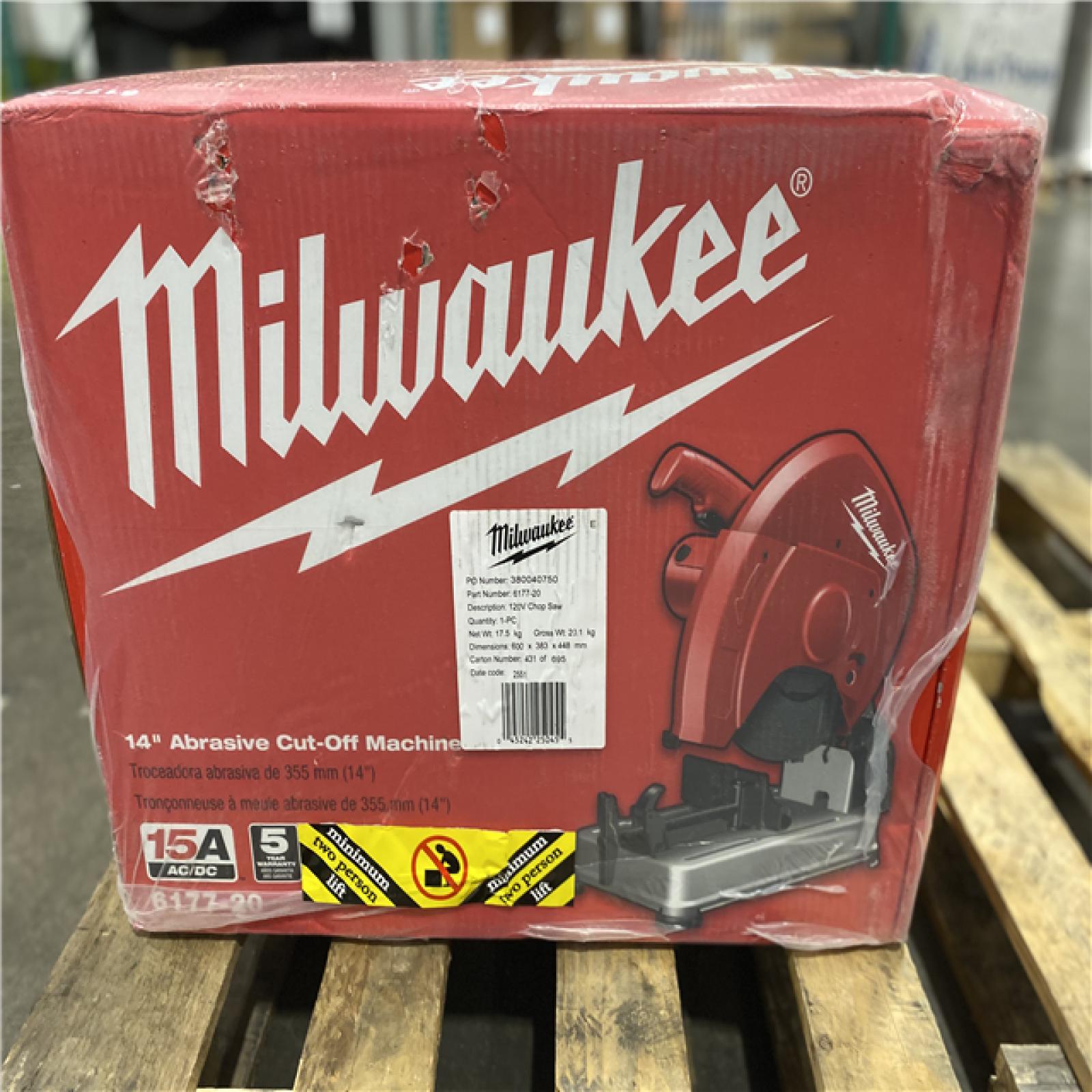 Dallas Location - NEW- Milwaukee 14 in. 15 Amp Abrasive Cut-Off Machine(Lot Of 2)