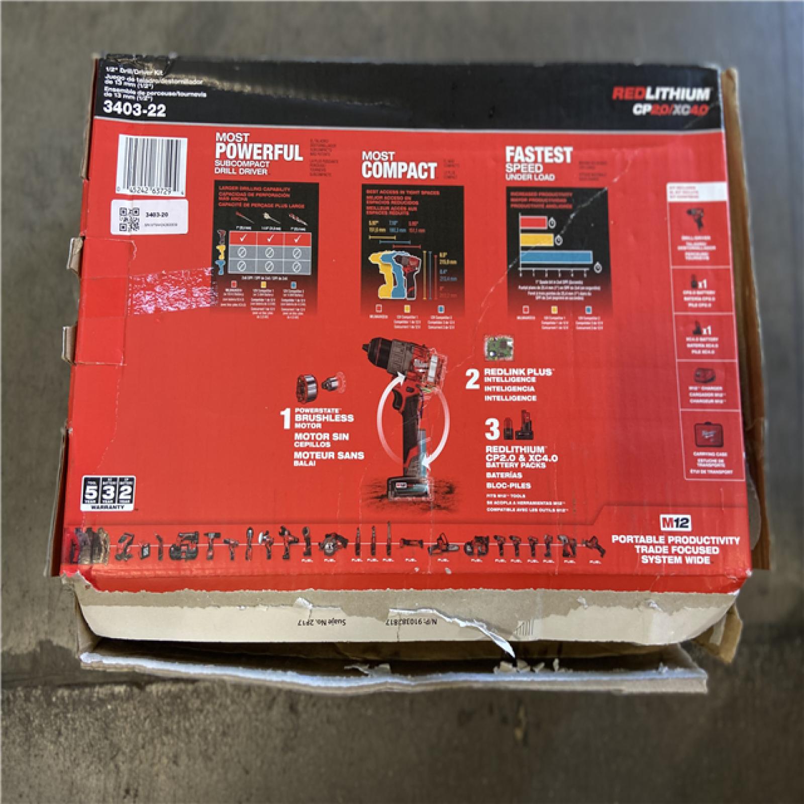 AS-IS - Milwaukee M12 FUEL 12V Lithium-Ion Brushless Cordless 1/2 in. Drill Driver Kit with 4.0Ah and 2.0Ah Battery and Soft Case