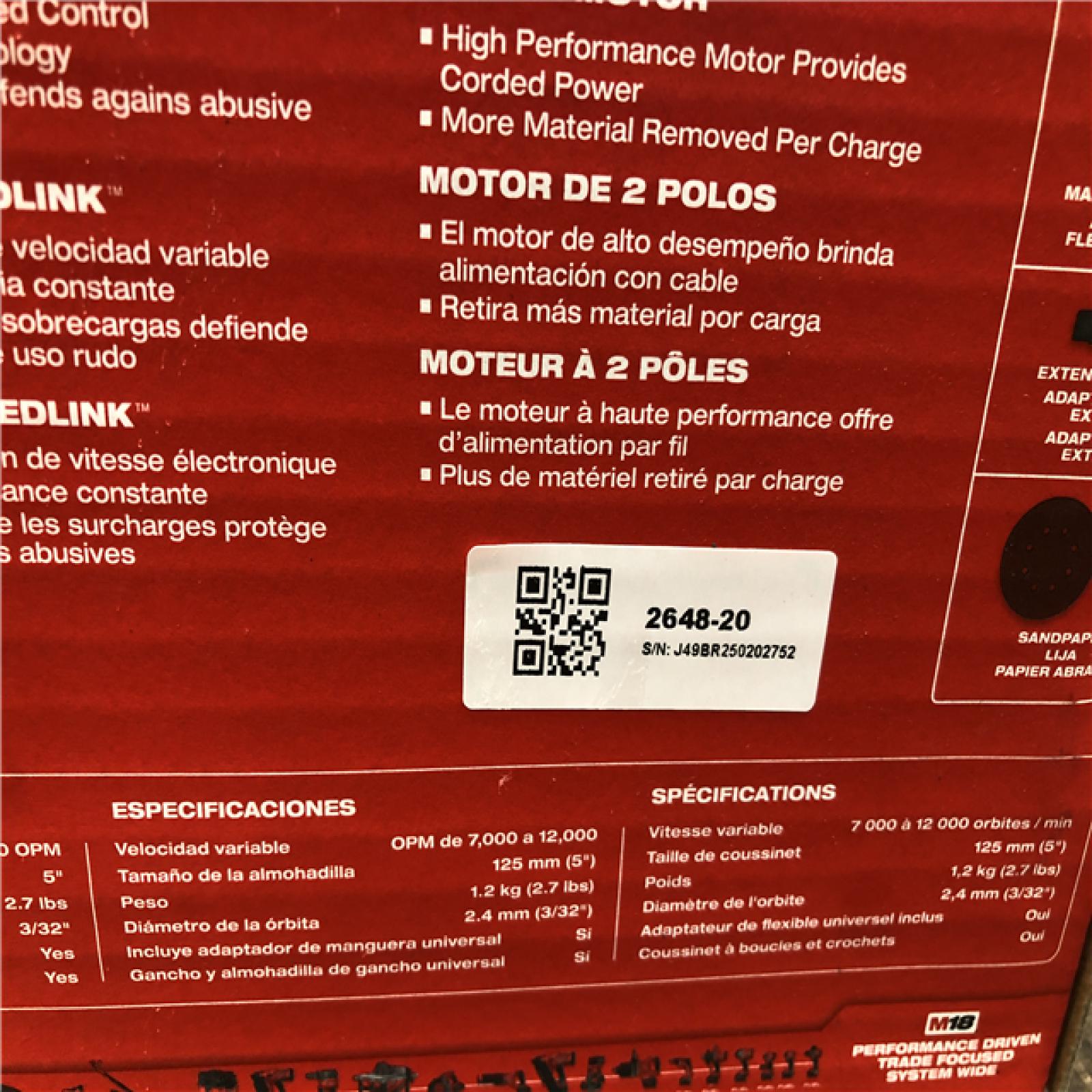 NEW- Milwaukee M18 18V Lithium-Ion Cordless 5 in. Random Orbit Sander (Tool-Only)