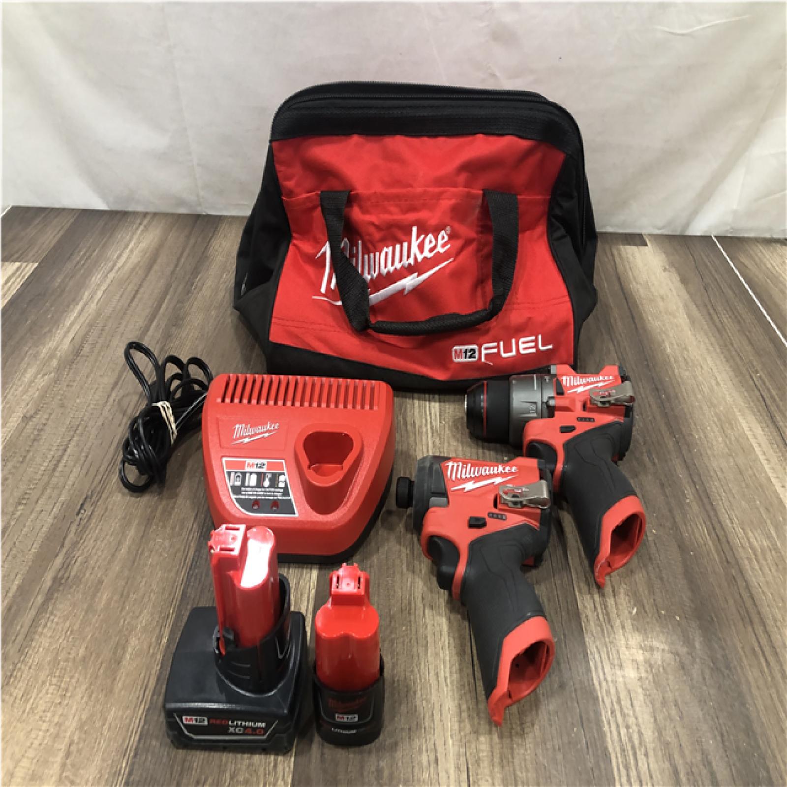 AS-IS Milwaukee FUEL 12-Volt Lithium-Ion Brushless Cordless Hammer Drill and Impact Driver Combo Kit