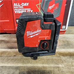 HOUSTON LOCATION - AS-IS MILWAUKEE 100 Ft. REDLITHIUM Lithium-Ion USB Green Rechargeable Cross Line Laser Level with Charger