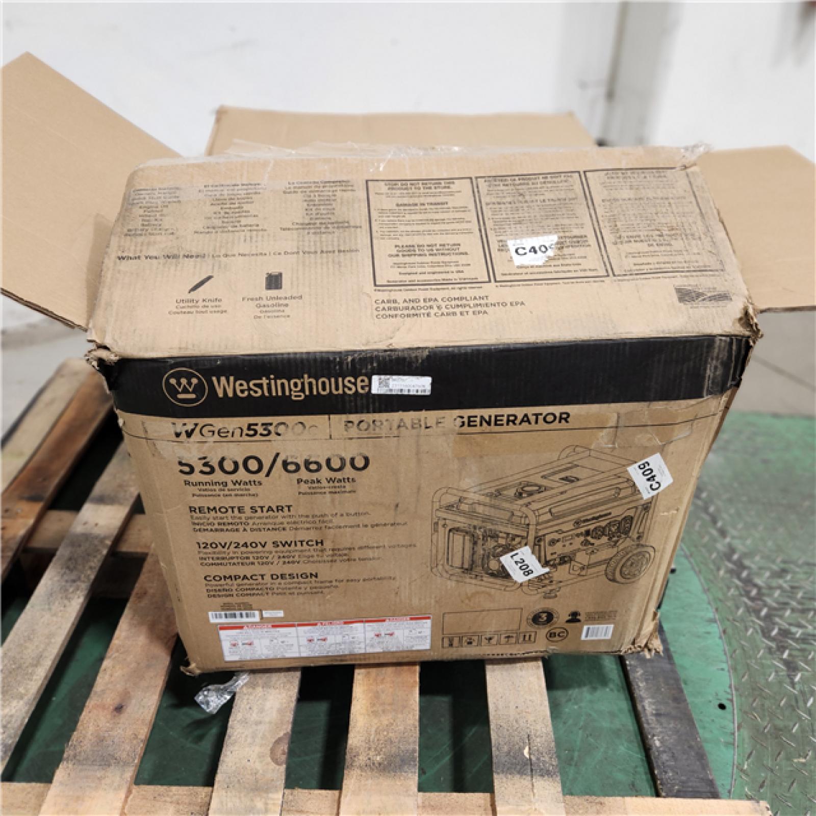 Dallas Location - As-Is Westinghouse 6,600/5,300-Watt Gas Powered Portable Generator-Appears Like New Condition