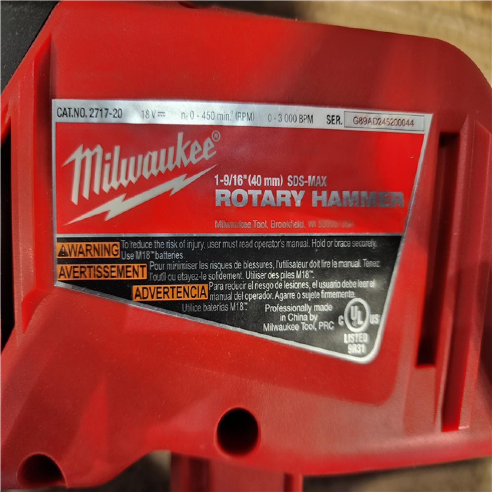 HOUSTON LOCATION - AS-IS Milwaukee FUEL 18V Lithium-Ion Brushless Cordless 1-9/16 in. SDS-Max Rotary Hammer (Tool-Only)