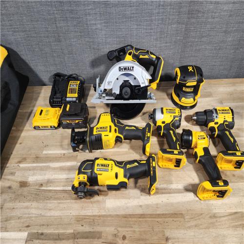 HOUSTON LOCATION - AS-IS DEWALT 20-Volt MAX Lithium-Ion Cordless 7-Tool Combo Kit with 2.0 Ah Battery, 5.0 Ah Battery and Charger