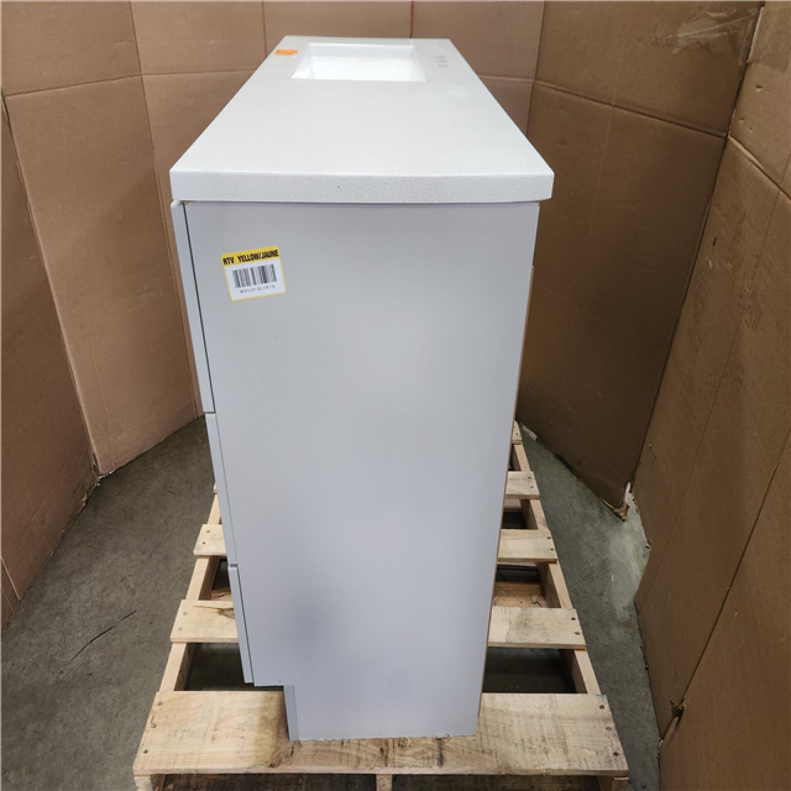 Phoenix LIKE NEW Glacier Bay Bannister 43 in. Single Sink Pearl Gray Freestanding Bath Vanity with Granite-Look Colorpoint White Cultured Marble Top