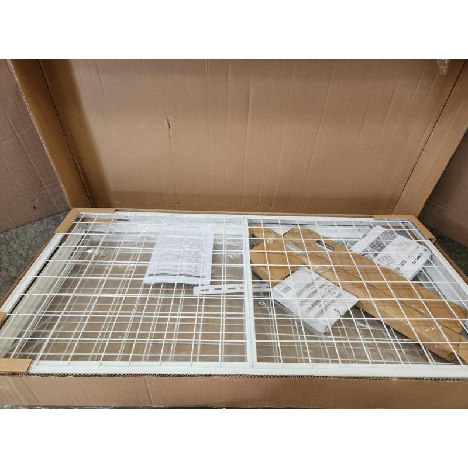 Phoenix NEW FLEXIMOUNTS OHK Series 48 in. W x 72 in. D x 22-40 in. H White Ceiling Mounted Overhead Garage Storage Rack with Accessory Hooks