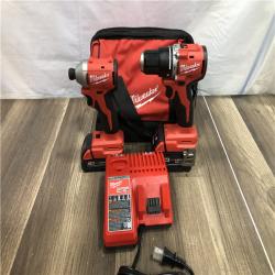 AS-IS Milwaukee 18-Volt Lithium-Ion Brushless Cordless Compact Hammer Drill/Impact Combo Kit