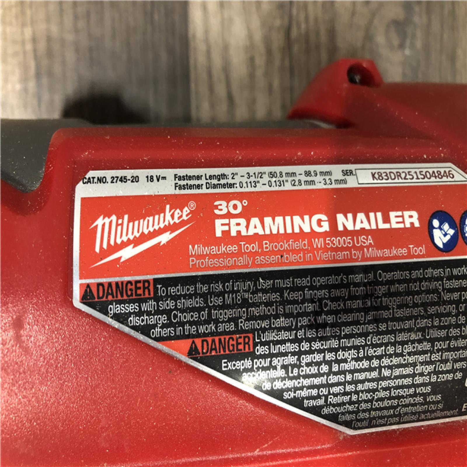 AS-IS Milwaukee FUEL 3-1/2 in. 18-Volt 30-Degree Lithium-Ion Brushless Cordless Framing Nailer (Tool-Only)