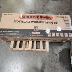Phoenix NEW SPORTSPOWER Scottsdale Wood Swing Set with Slide  Sandbox and Roofed Play Fort  BONUS Anchor Kit Included for Kids 3-8