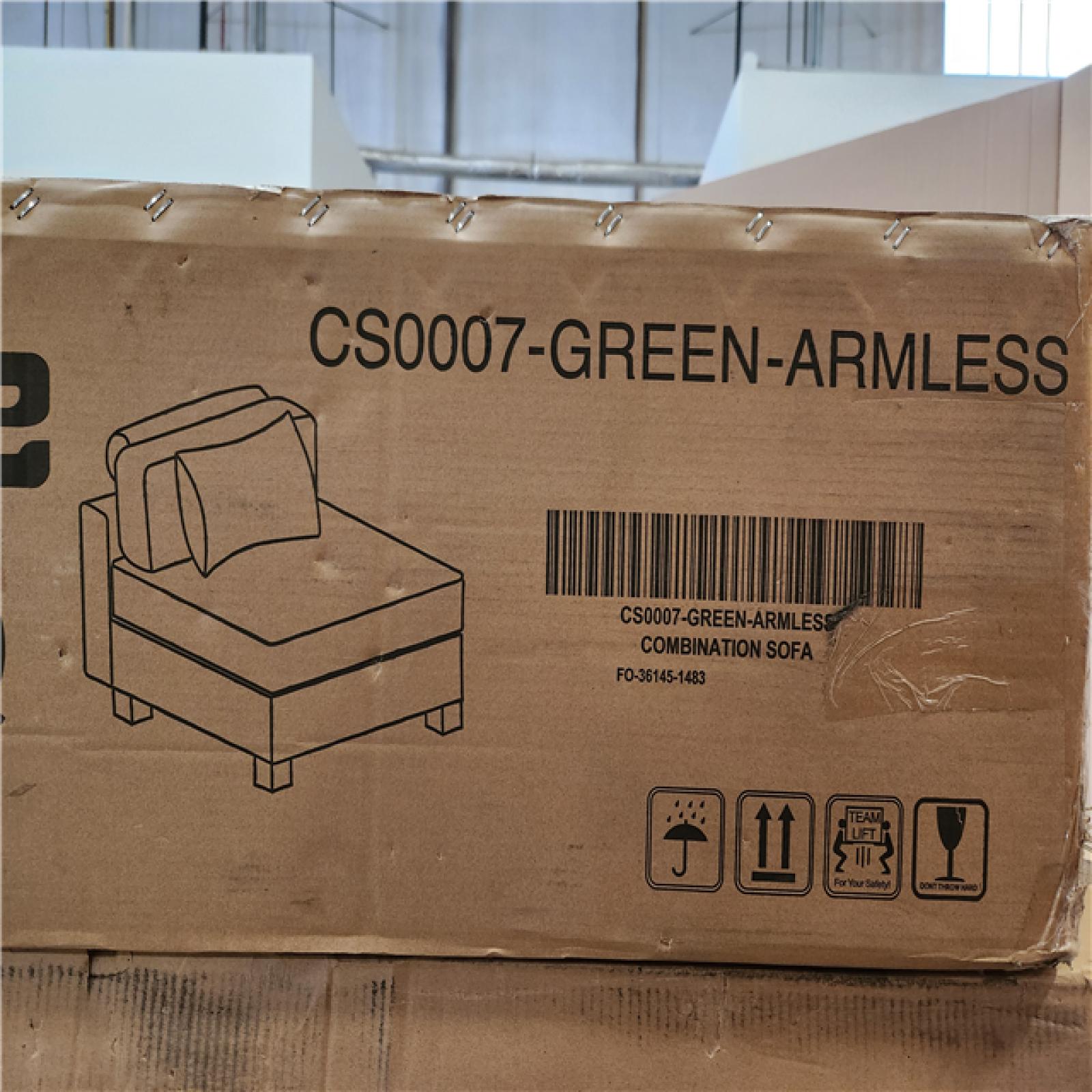 Phoenix AS-IS Uixe 118 in. Square Arm 3-Piece Corduroy Upholstered U-Shaped Sectional Sofa in. Green