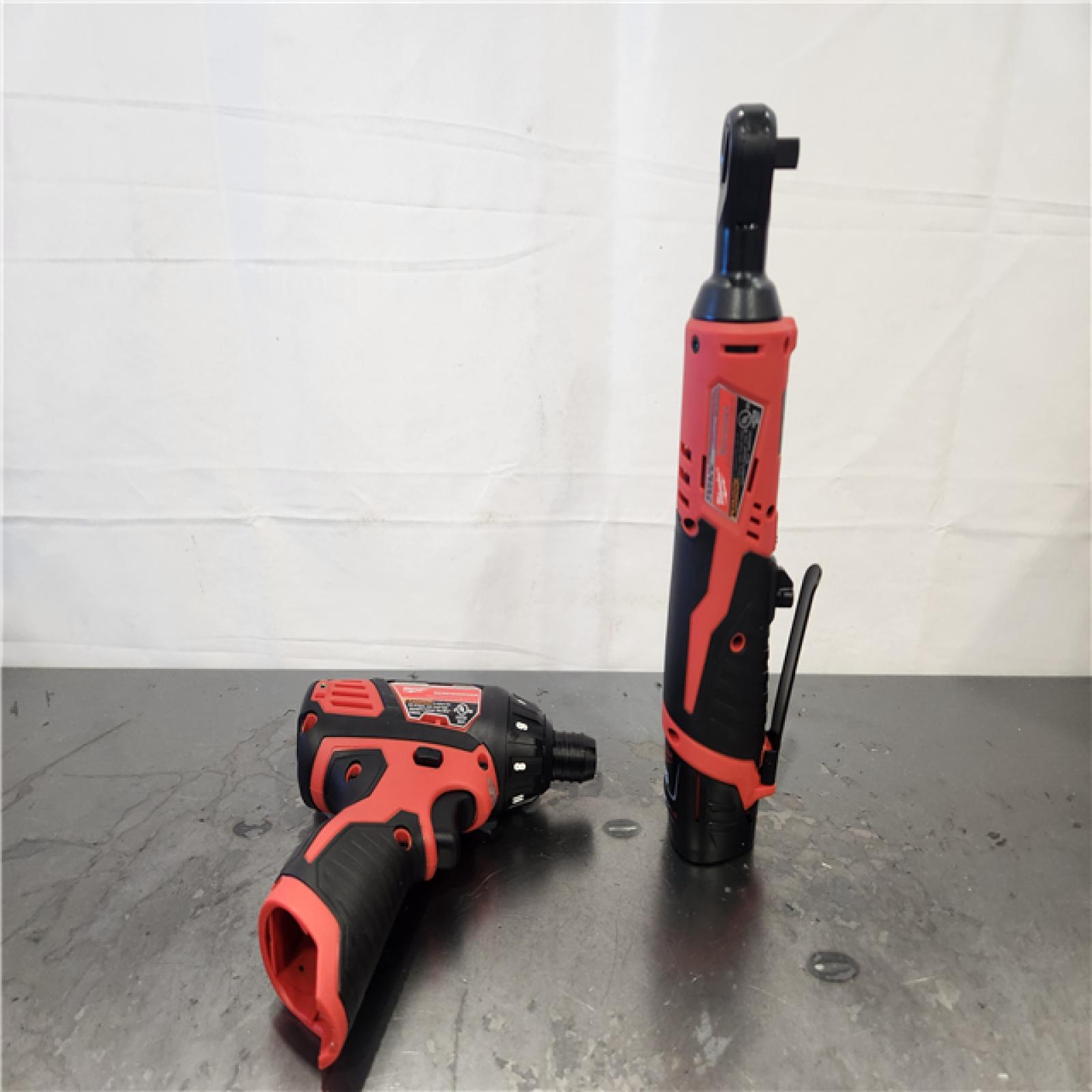 AS-IS- Milwaukee M12 Brushed Cordless 3/8 in. Ratchet and Screwdriver (2-Tool) Combo Kit