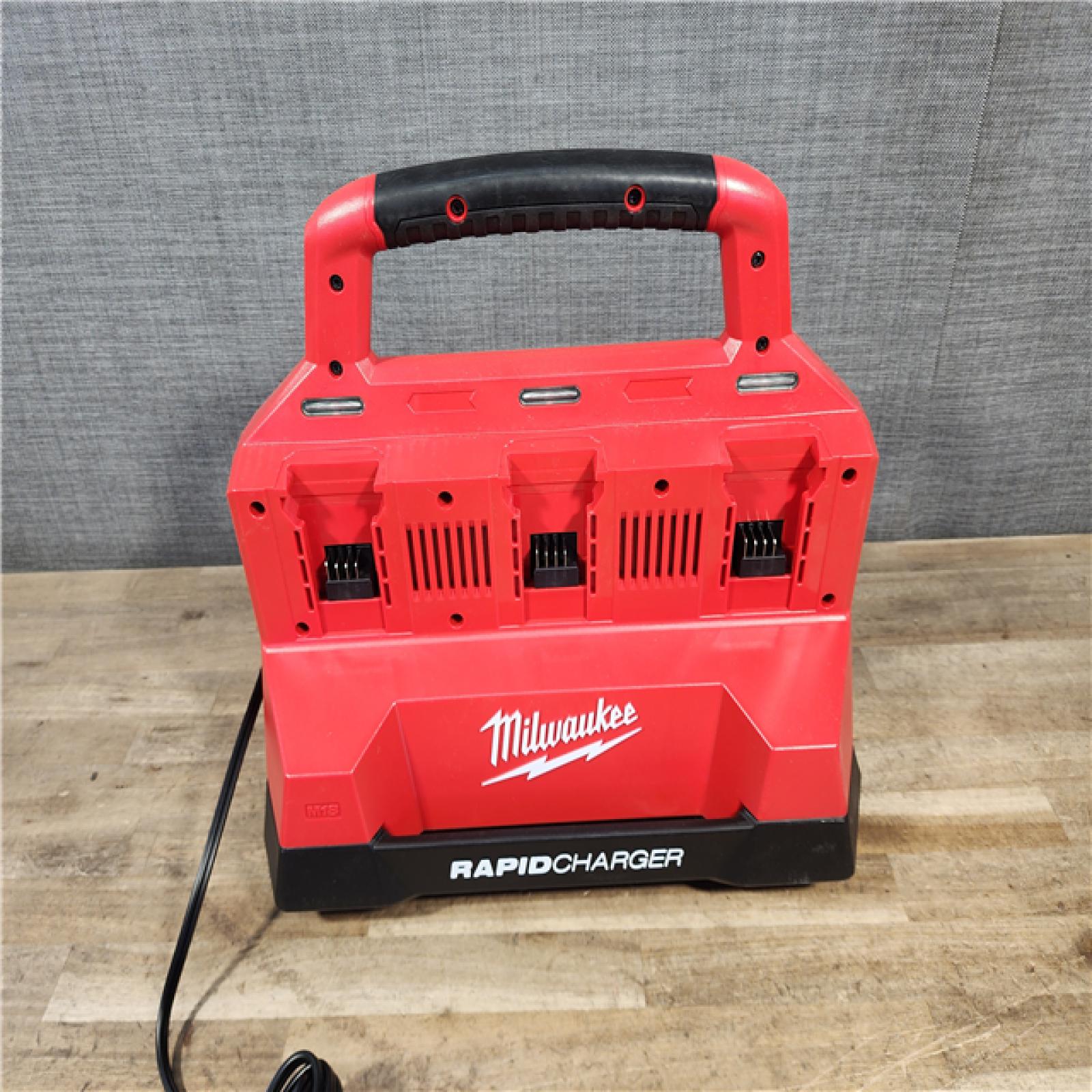 HOUSTON LOCATION - AS-IS Milwaukee 18-Volt Lithium-Ion Battery Pack (2) 5.0Ah and High Output Battery Pack (2) 6.0Ah with PACKOUT 6-Port Rapid Charger