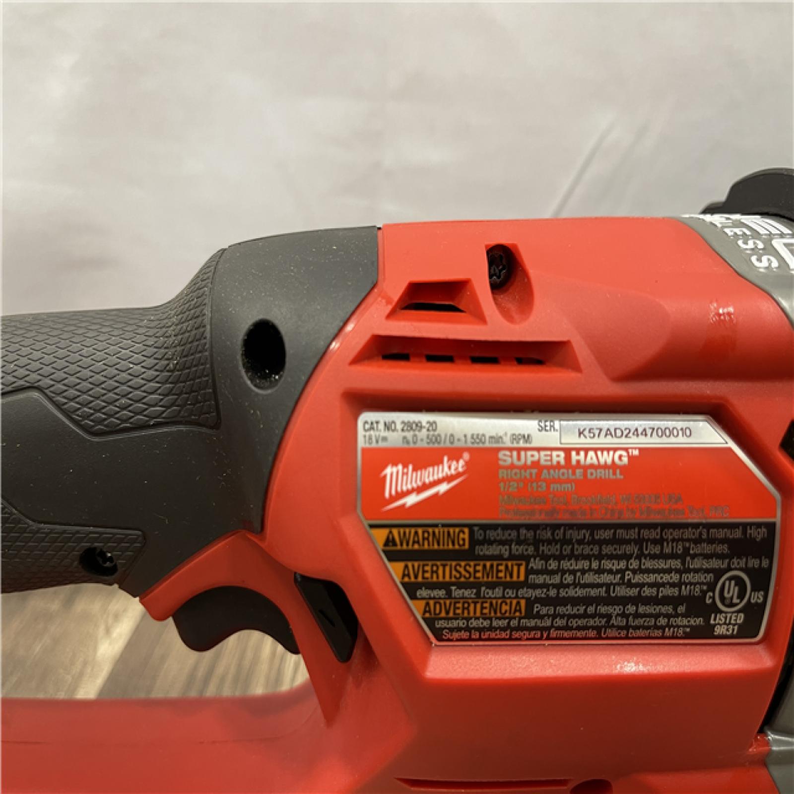 AS-IS Milwaukee M18 FUEL 18V Lithium-Ion Brushless Cordless GEN 2 SUPER HAWG 1/2 in. Right Angle Drill (Tool-Only)