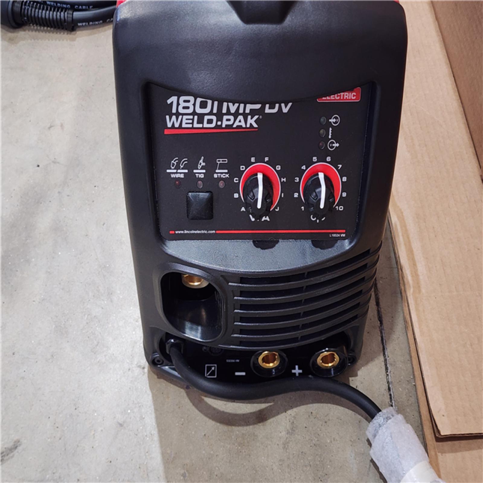 HOUSTON LOCATION - AS-IS (APPEARS LIKE NEW) LINCOLN180 Amp Weld-Pak 180i Multi-Process Stick/MIG/Flux-Core/TIG  120V or 230V Aluminum Welder
