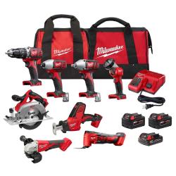 NEW! Milwaukee M18 18V Lithium-Ion Cordless Combo Kit (8-Tool) with (3) Batteries, Charger and (2) Tool Bags