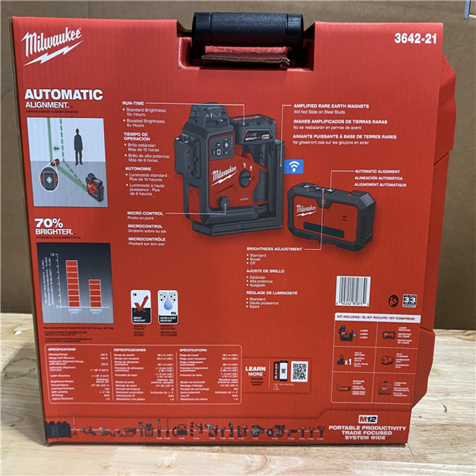 NEW! MILWAUKEE M12 12-Volt Lithium-ion Cordless 125 ft. Green 360° 3-Plane Laser Level