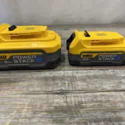 AS-IS DEWALT 20V MAX XR POWERSTACK Lithium-Ion Battery Starter Kit with 5.0Ah and 1.7Ah Batteries and Charger