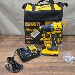 AS-IS DeWalt ATOMIC 20-Volt Lithium-Ion Cordless 1/2 in. Compact Hammer Drill with 3.0Ah Battery, Charger and Bag