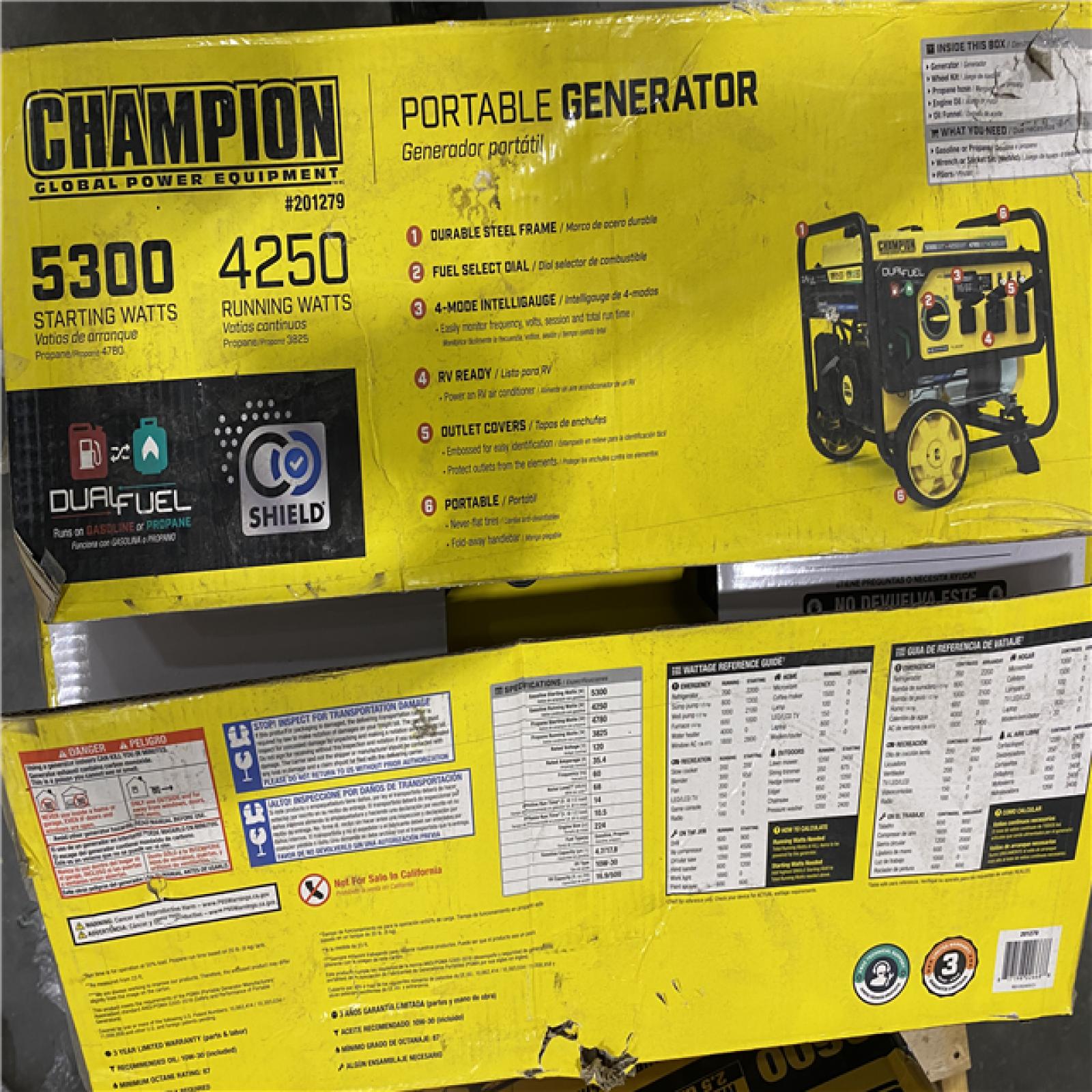 Dallas Location - As-Is Champion Power Equipment 5300/4250-Watt Dual Fuel Generator