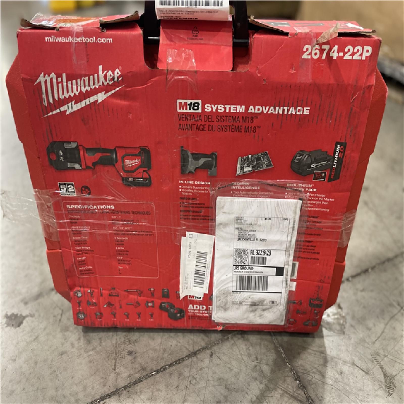 DALLAS LOCATION- AS-IS Milwaukee M18 18V Cordless Short Throw PEX Press Tool Kit