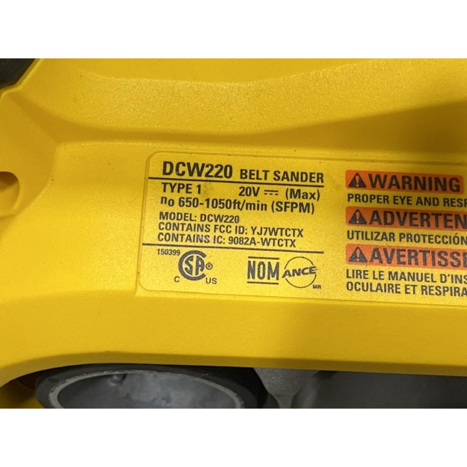 AS-IS DEWALT 20V MAX* XR Brushless Cordless Belt Sander (Tool-Only)