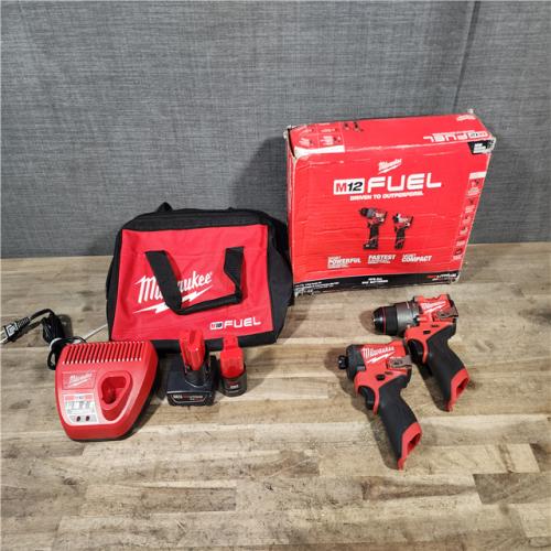 HOUSTON LOCATION - AS-IS Milwaukee FUEL 12-Volt Lithium-Ion Brushless Cordless Hammer Drill and Impact Driver Combo Kit