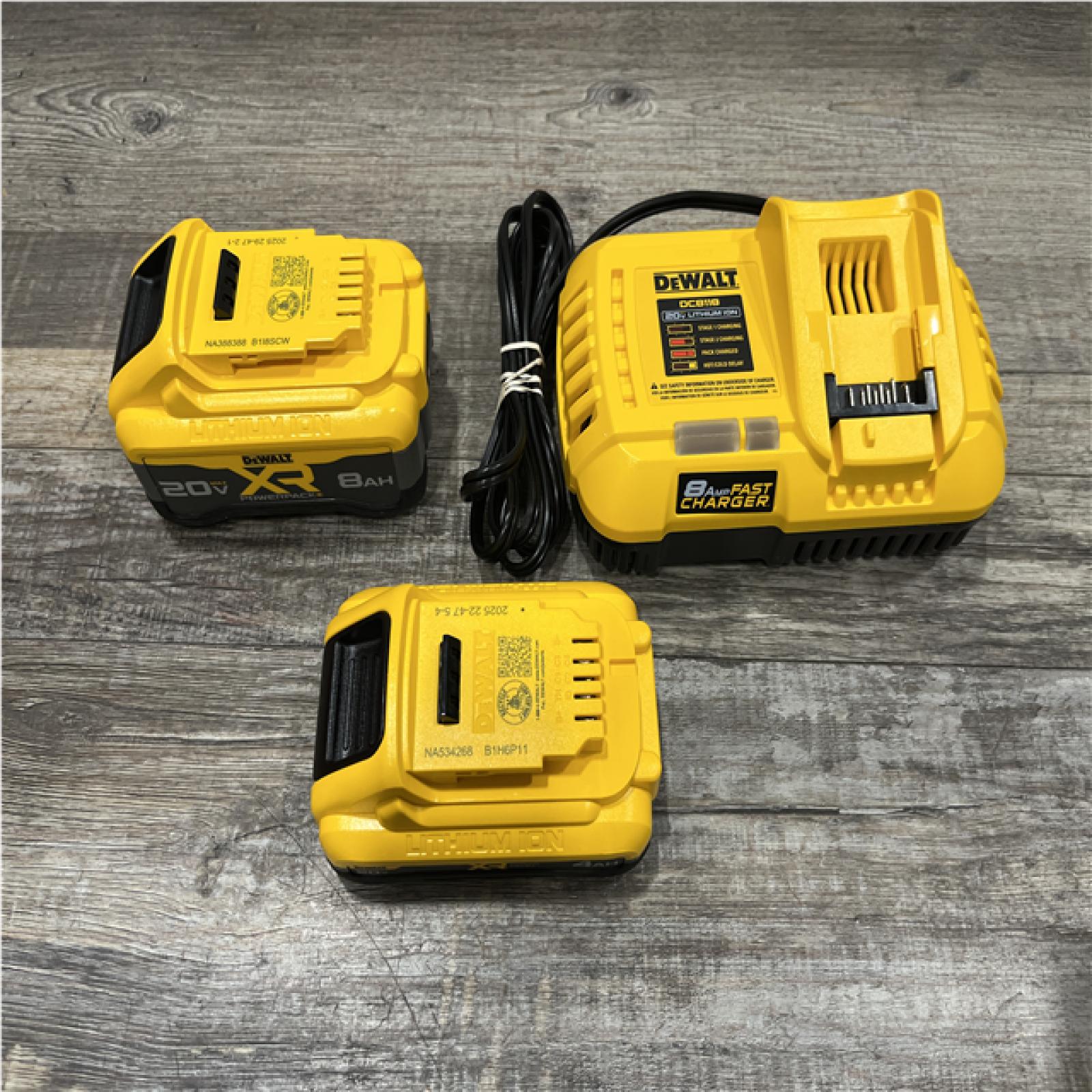 AS-IS DEWALT 20V XR Lithium-Ion Starter Pack with 8.0 Ah and 4.0 Ah Battery Packs and Charger