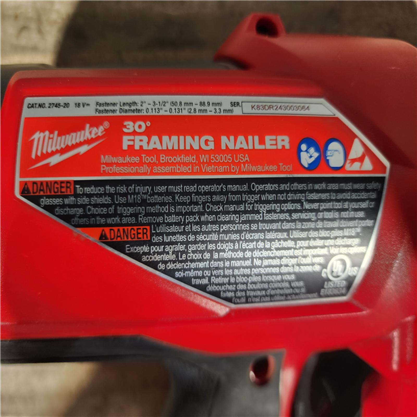 HOUSTON LOCATION - AS-IS Milwaukee FUEL 3-1/2 in. 18-Volt 30-Degree Lithium-Ion Brushless Cordless Framing Nailer (Tool-Only)